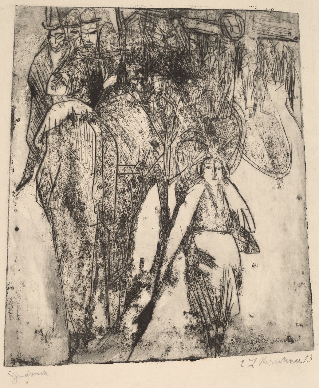 Scène de Rue avec un Omnibus - Ernst Ludwig Kirchner