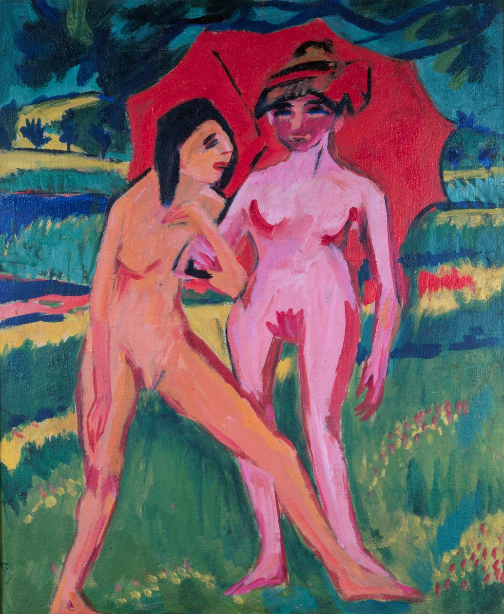 Deux filles sous un parapluie - Ernst Ludwig Kirchner