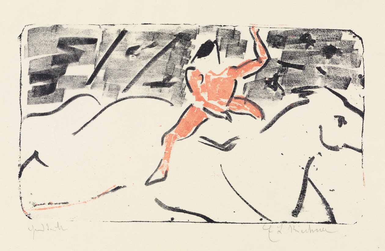 Cavalier de cirque sur un cheval gris (jockey) - Ernst Ludwig Kirchner