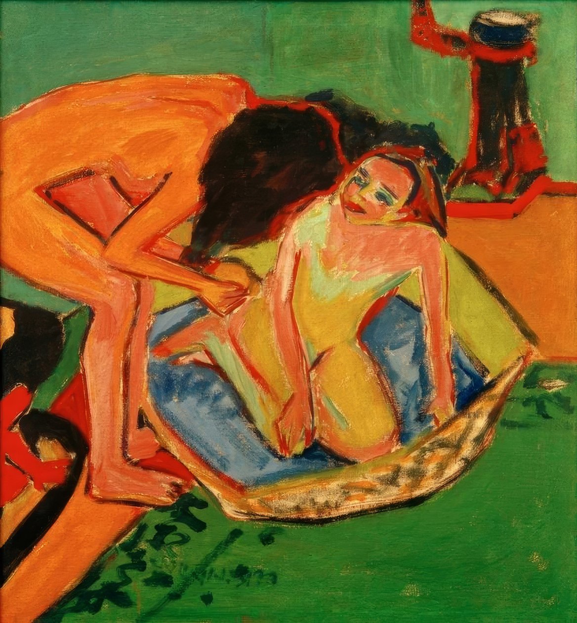 Deux nus avec baignoire et poêle - Ernst Ludwig Kirchner