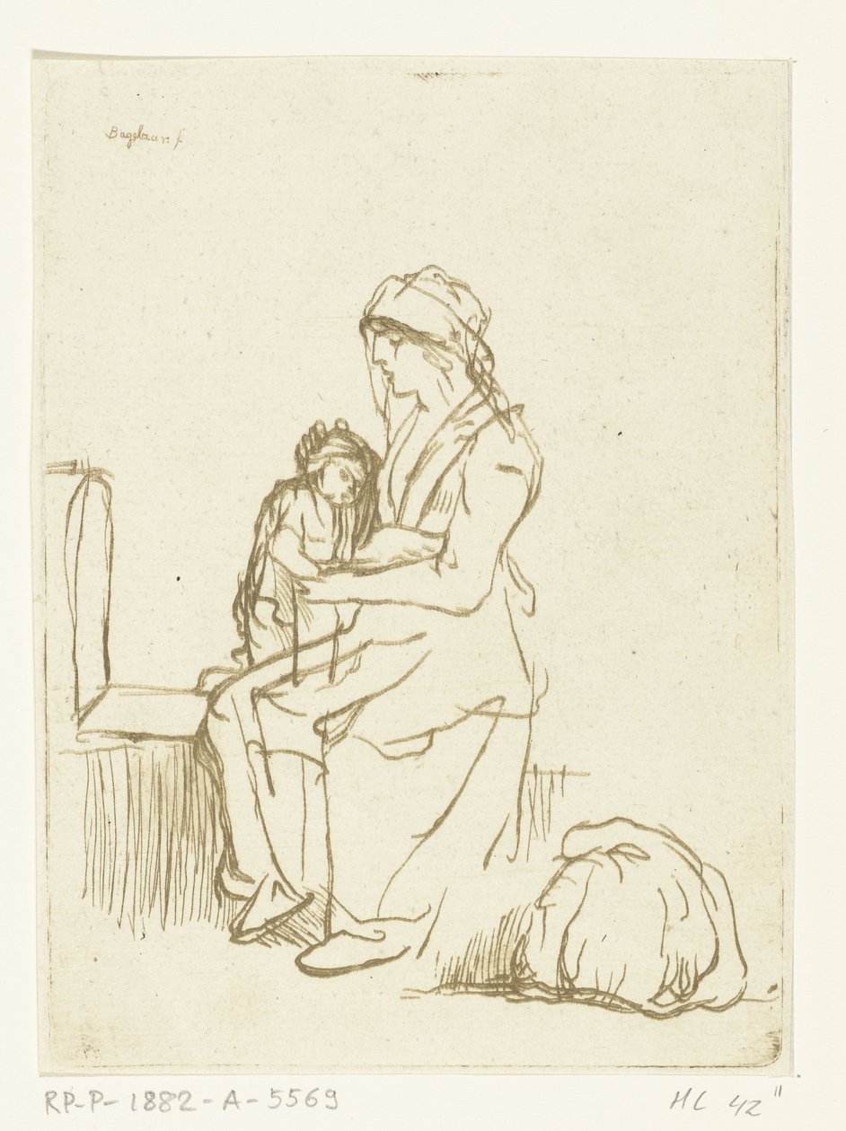Mère avec enfant sur ses genoux - Ernst Willem Jan Bagelaar