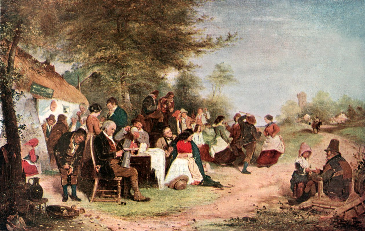 Une fête irlandaise (lithographie couleur) - Erskine Nicol