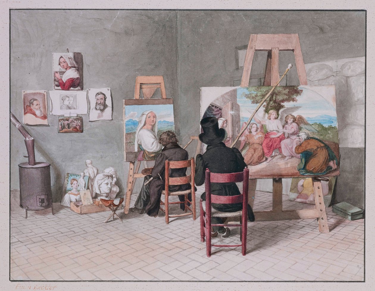 Bernhard Neher et Erwin Speckter dans leur studio à Rome, par Erwin Speckter - Erwin Speckter