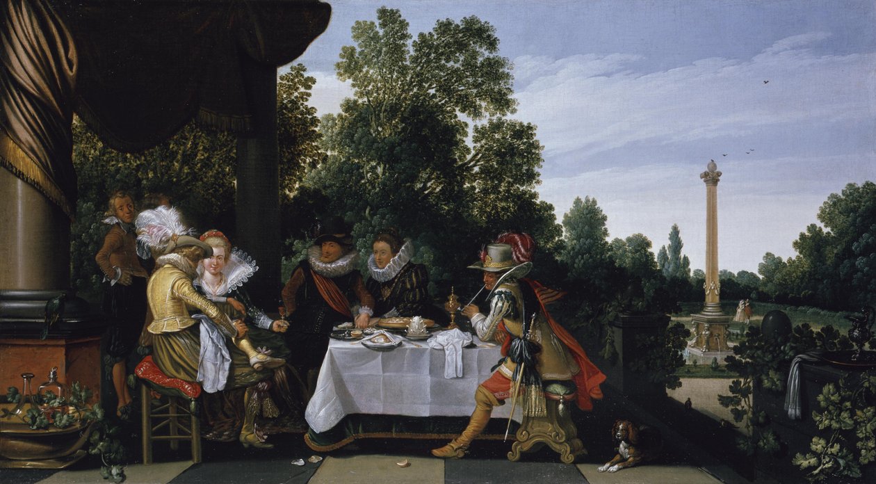 Joyeuse compagnie sur une terrasse de jardin - Esaias van de Velde