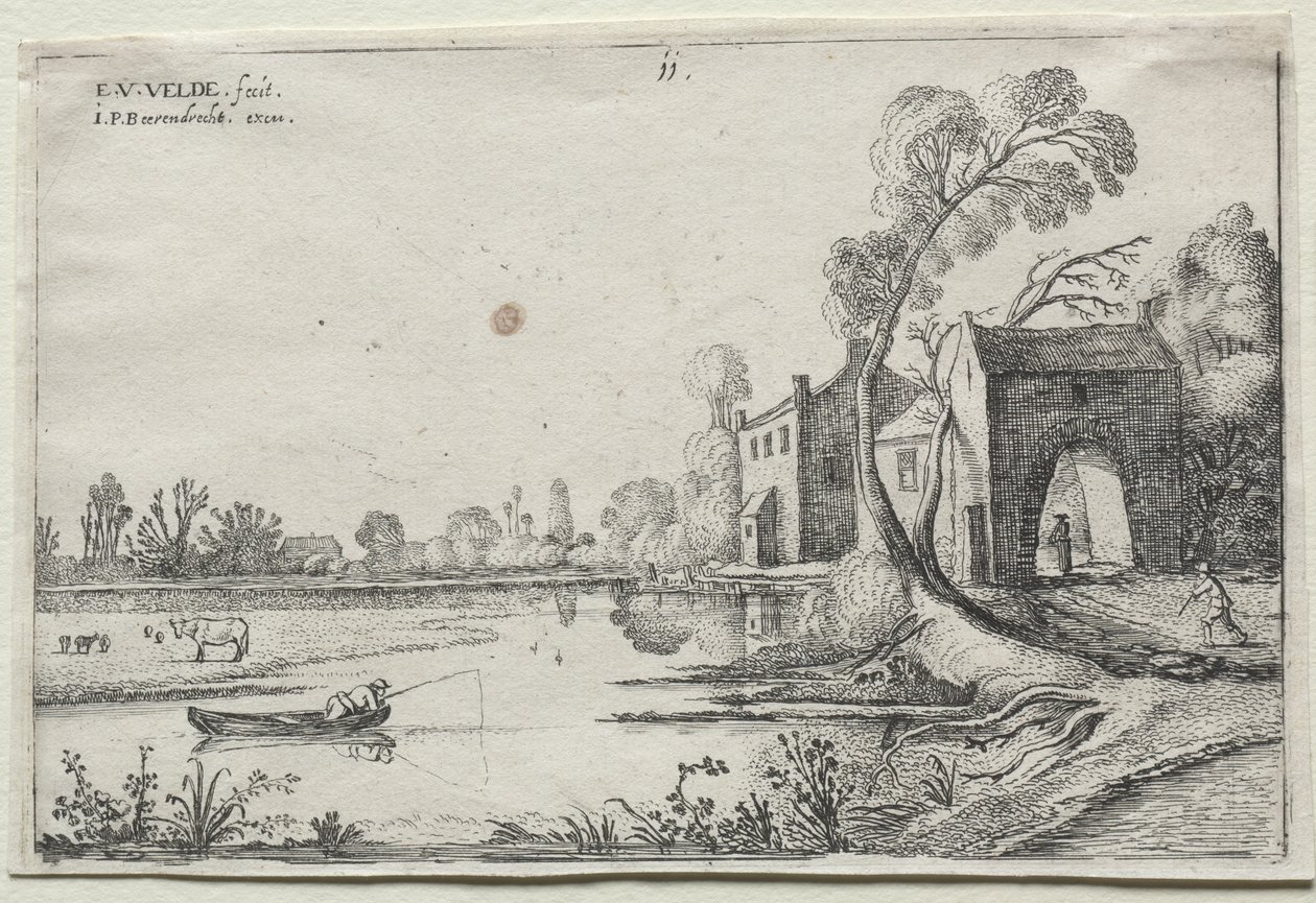 Paysage avec une rivière et une maison de garde - Esaias van de Velde