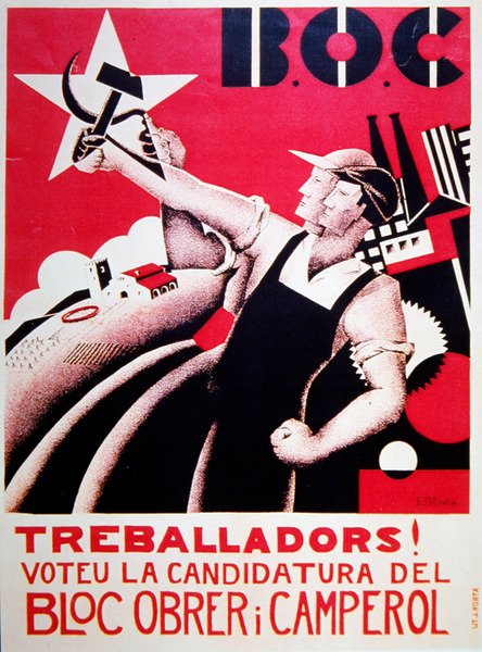 Affiche électorale pour Bloc Obrer i Camperol (BLOC) vers 1935 - Estenka Estenka