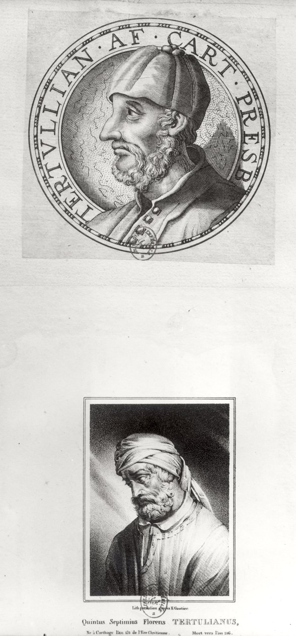 Deux portraits de Quintus Septimus Florens Tertullianus (c.160-c.220) connu sous le nom de Tertullien - Etienne Gautier