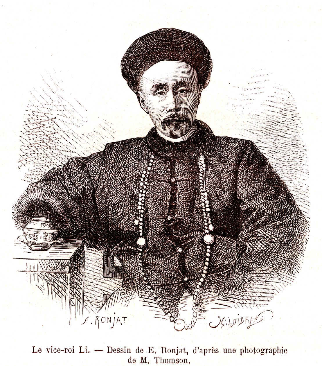 Li Hongzang, vice-roi de Zhili, à la cour impériale de Chine. 1873 (gravure) - Etienne Antoine Eugene Ronjat