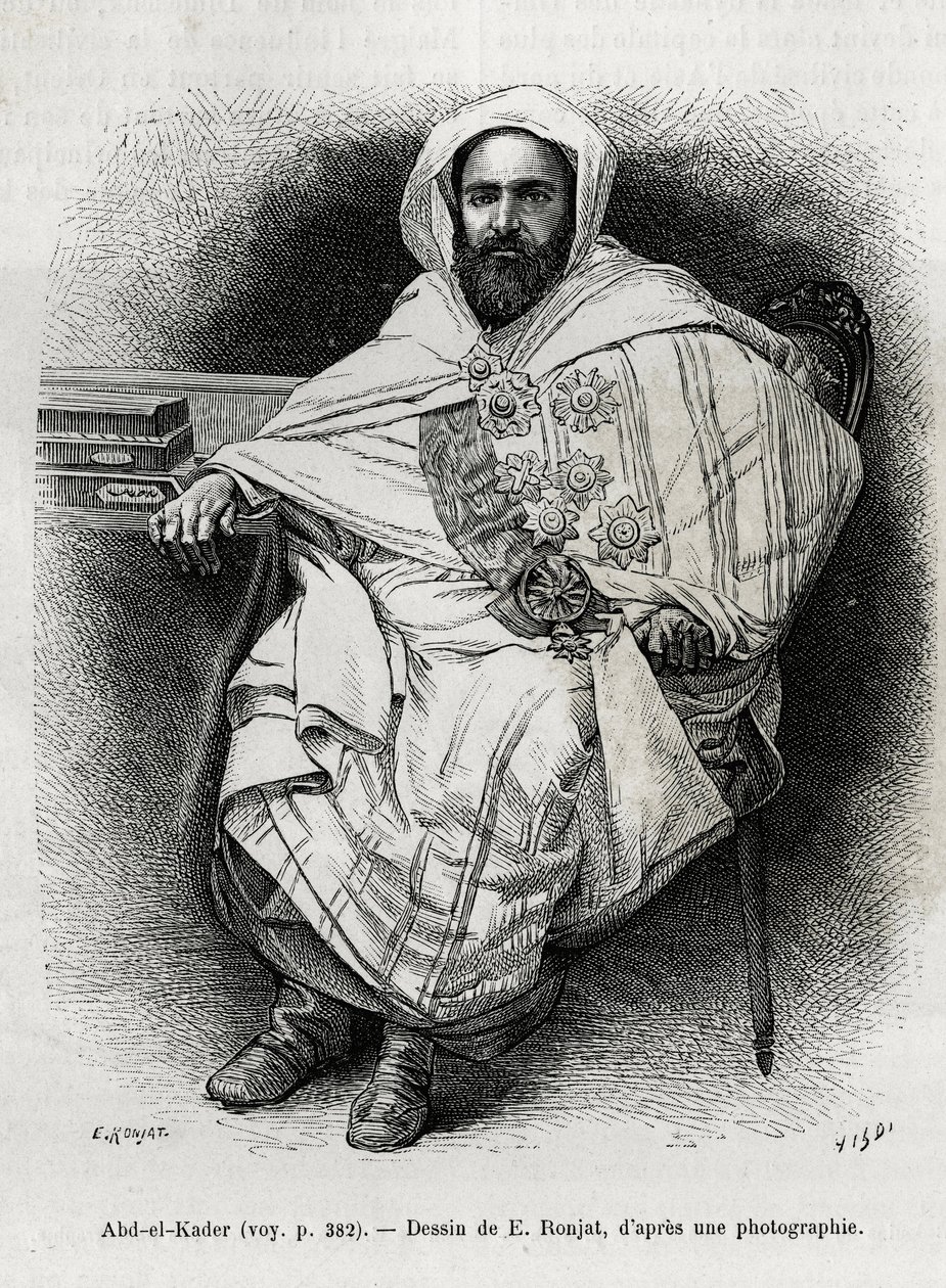 Portrait de Abd El Kader (1808-1883) émir et sultan algérien, théologien soufi, politicien et résistant militaire à l