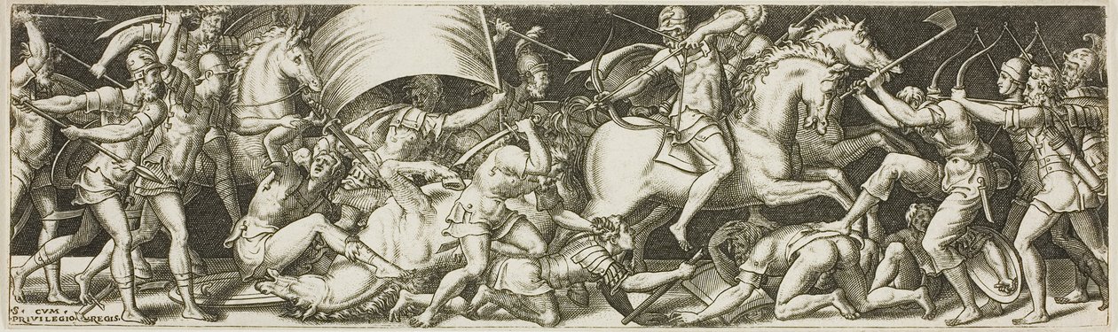 Bataille de cavaliers et de fantassins - Etienne Delaune