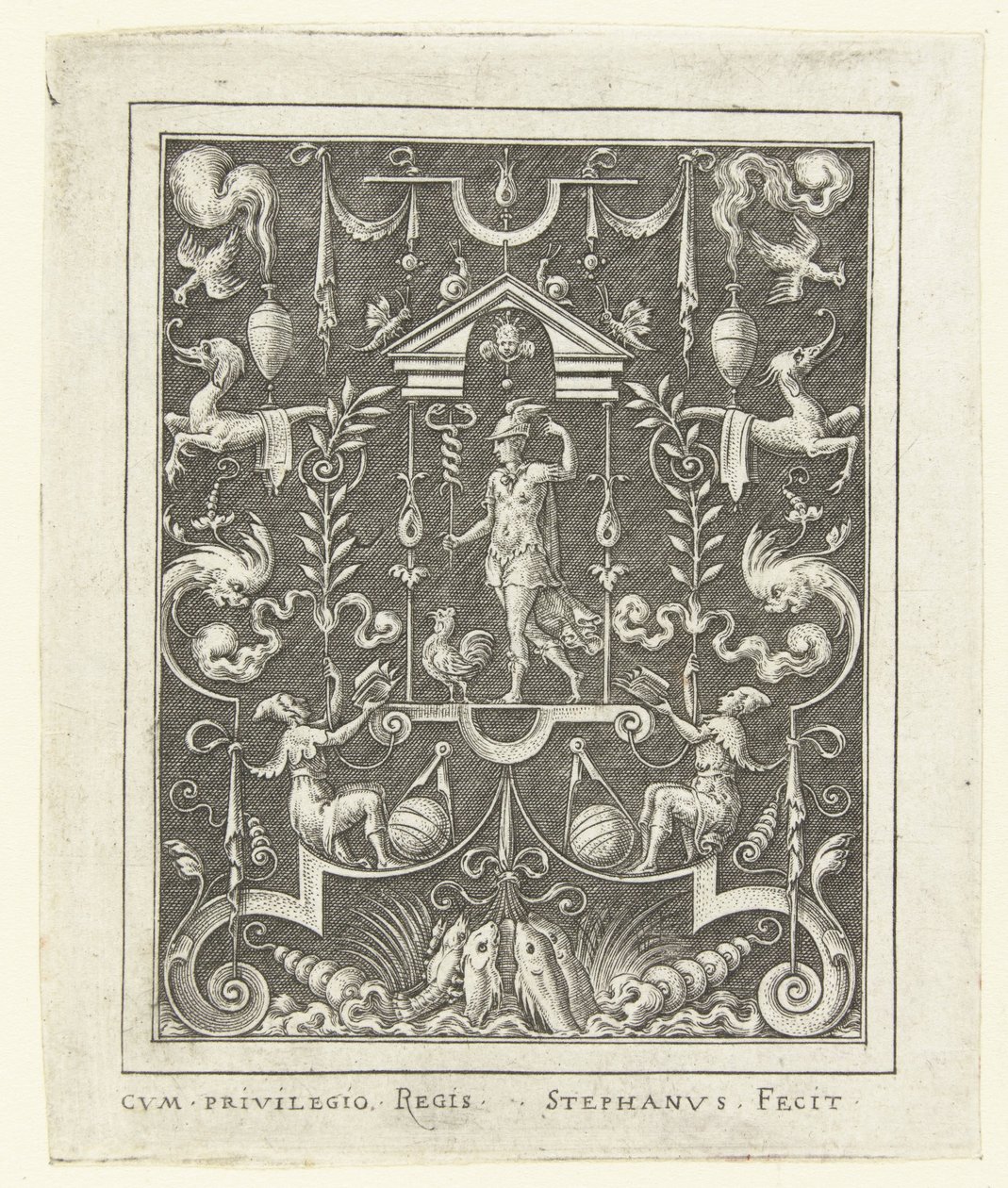 Mercure (Vlakdecoraties met godenfiguren in een omlijsting van grotesken) - Etienne Delaune