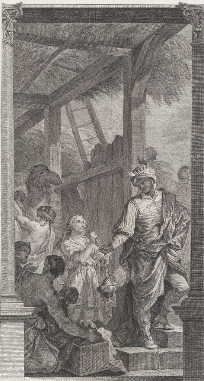 La chapelle des Enfants-Trouvés à Paris : Le Roi mage Balthazar et sa suite, 1752 - Etienne Fessard