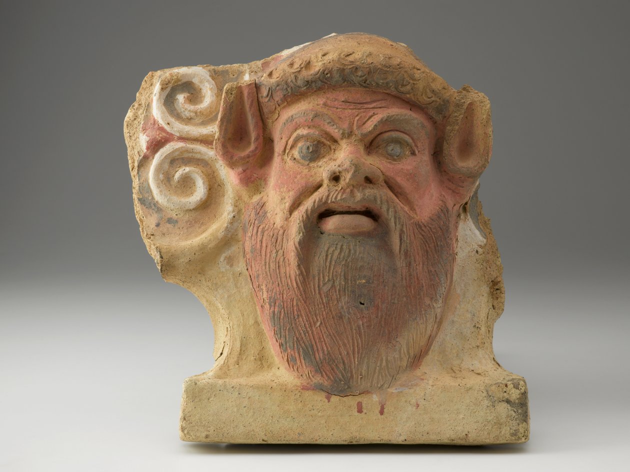 Antéfixe en forme de tête de satyre, milieu du 5e siècle - Etruscan