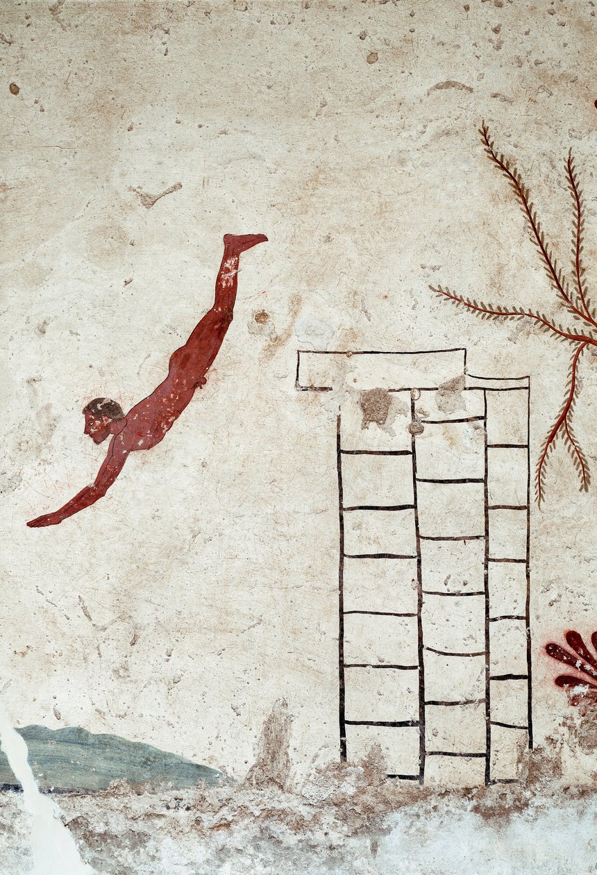 Art étrusque : Un jeune nageur plongeant. Détail - Etruscan