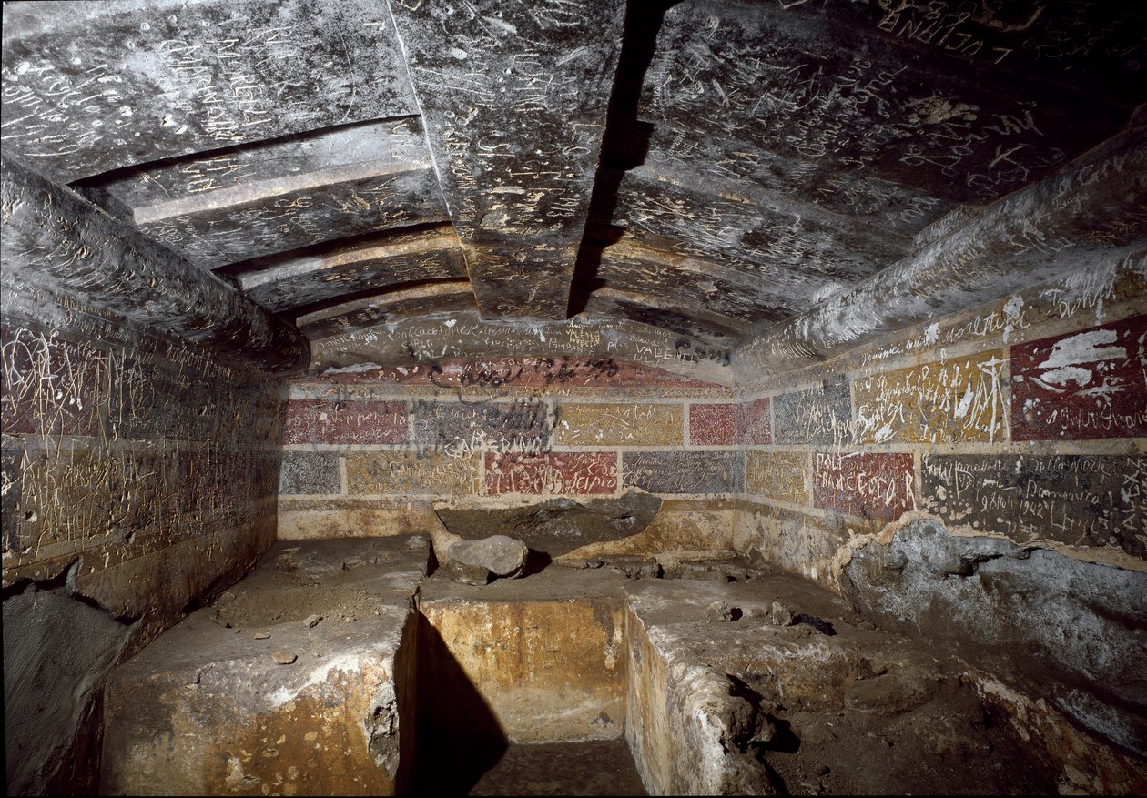 Civilisation étrusque : intérieur de la tombe François dans la nécropole de Ponte Rotto, IVe siècle av. J.-C. Vulci, Italie - Etruscan
