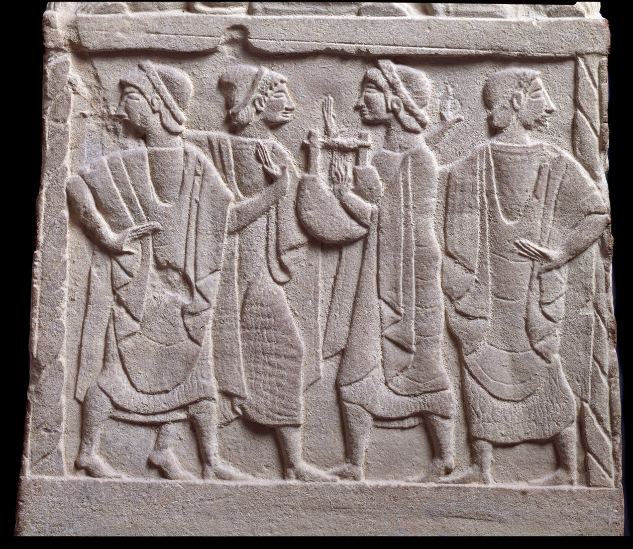 Scène de danse, bas-relief de pierre tombale en marbre - Etruscan Etruscan