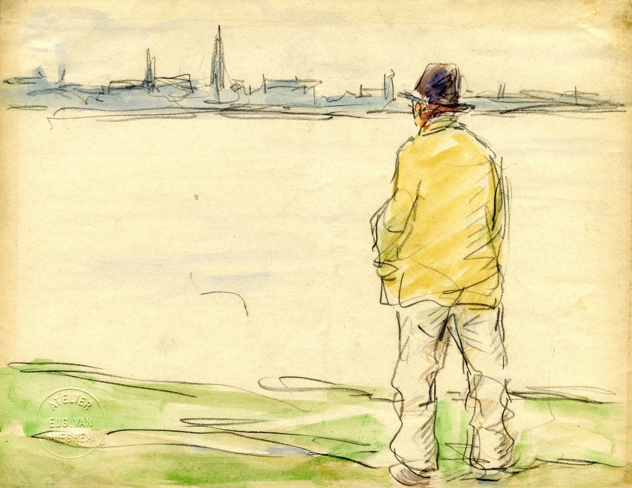 Homme regardant les quais d