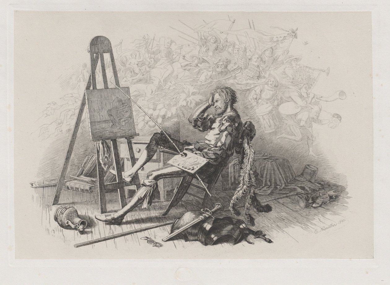Matin après le bal masqué : Emil Theodor Richter à son chevalet - Eugen Napoleon Neureuther