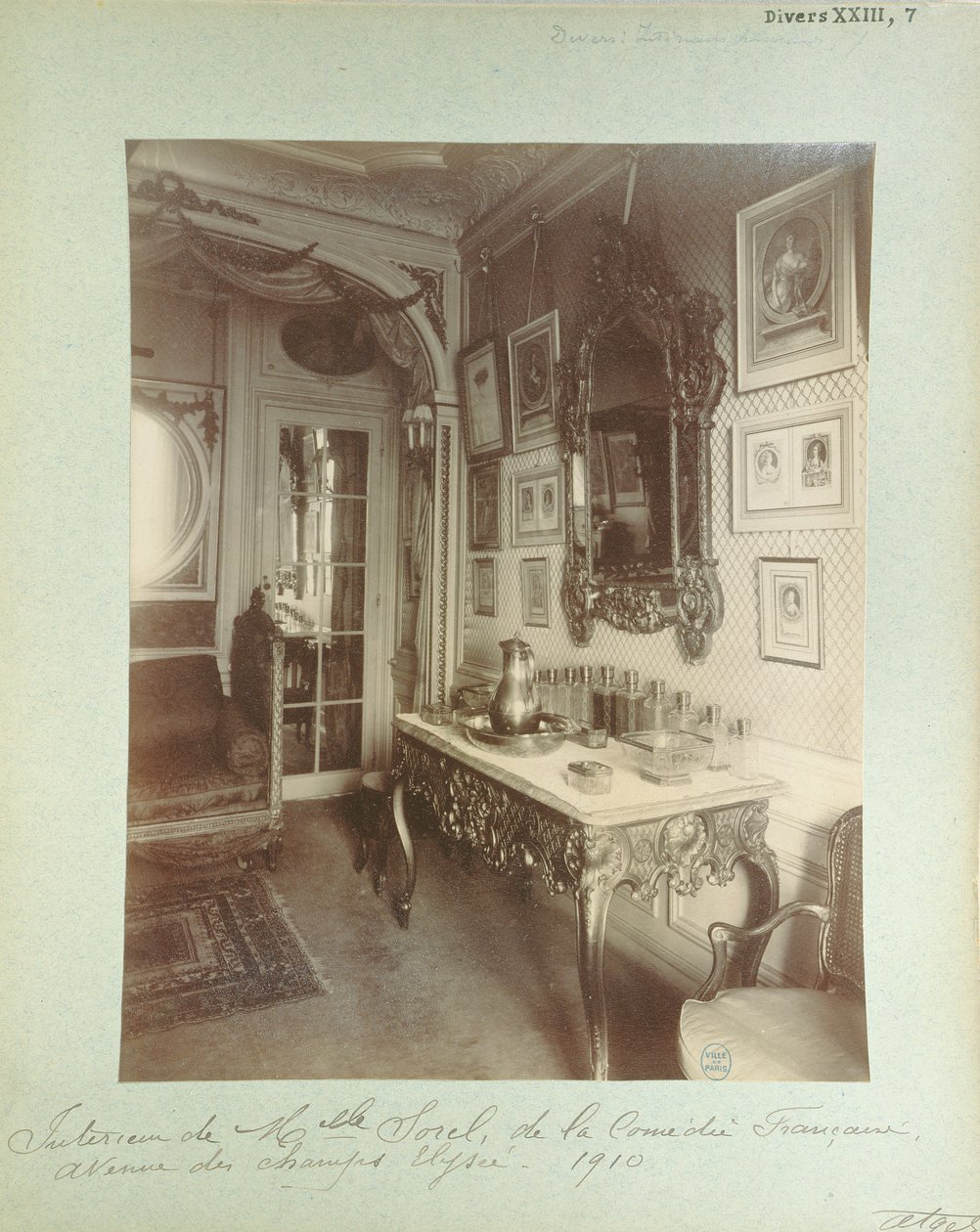 Intérieur de la maison de Cécile Sorel au 99 Avenue des Champs-Élysées, 1910 - Eugène Atget