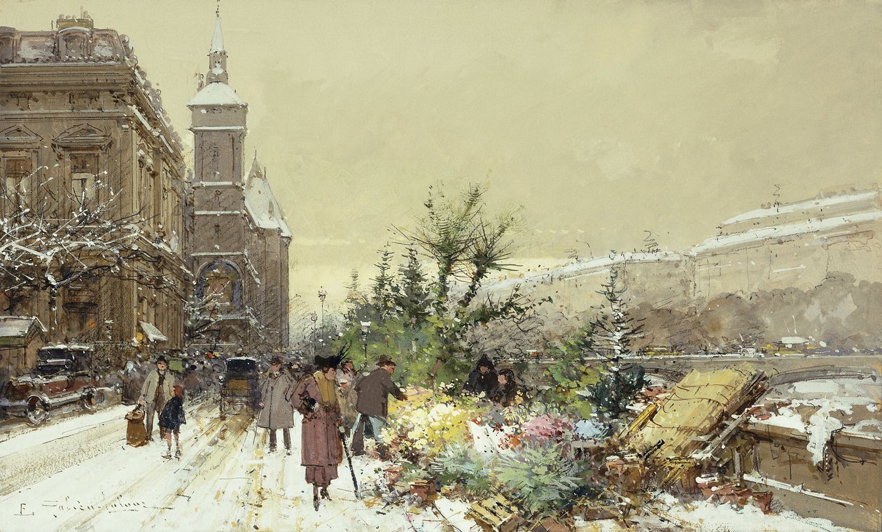 Marché aux Fleurs - Eugene Galien Laloue