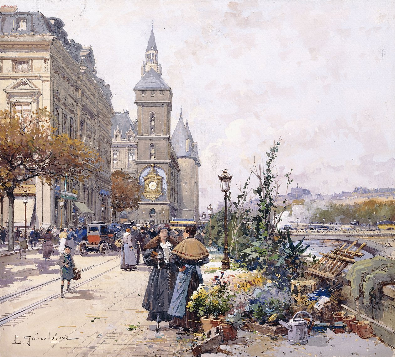 Le Quai aux Fleurs et Hôtel - Eugene Galien Laloue