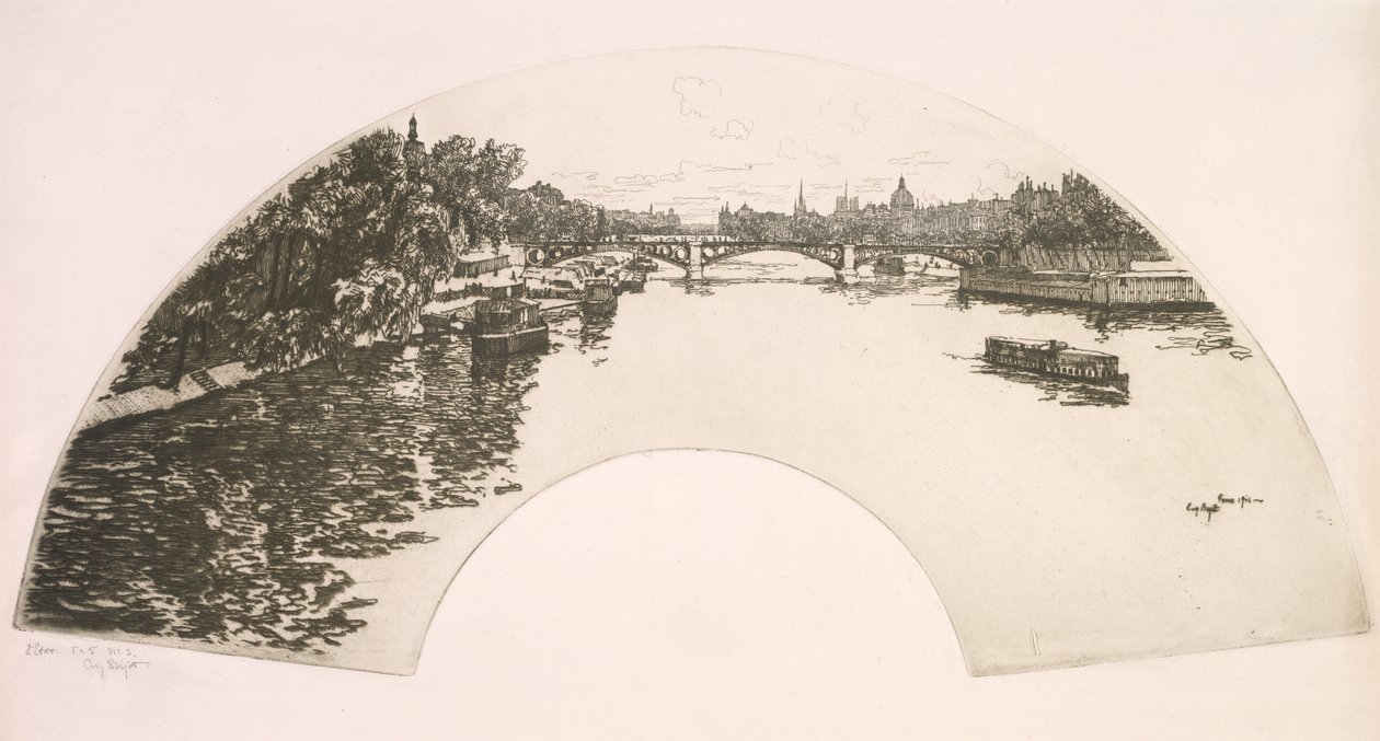 Éventail, La Seine vue du Pont Royal - Eugene Bejot