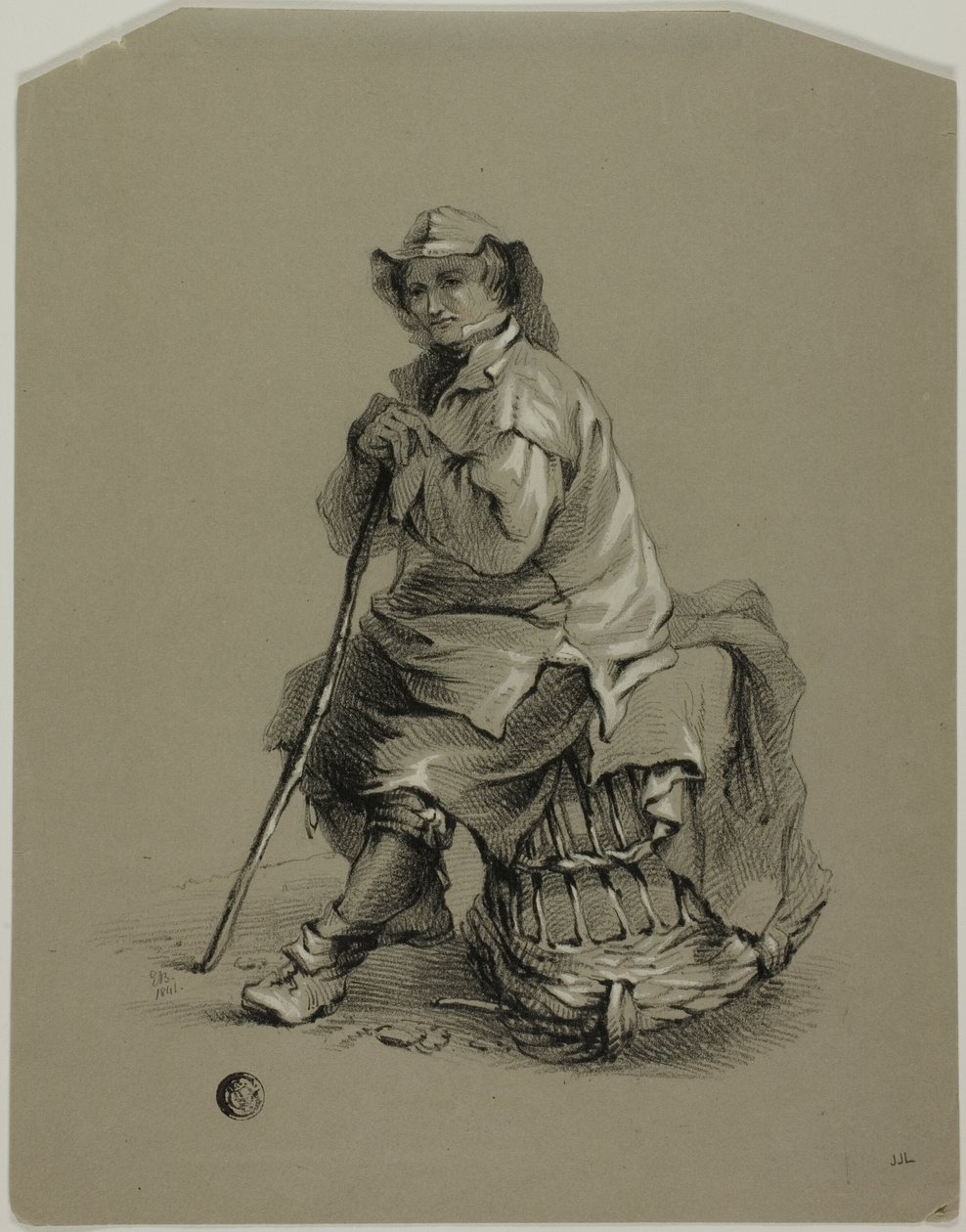 Pêcheur assis sur un casier à homard - Eugene Bléry
