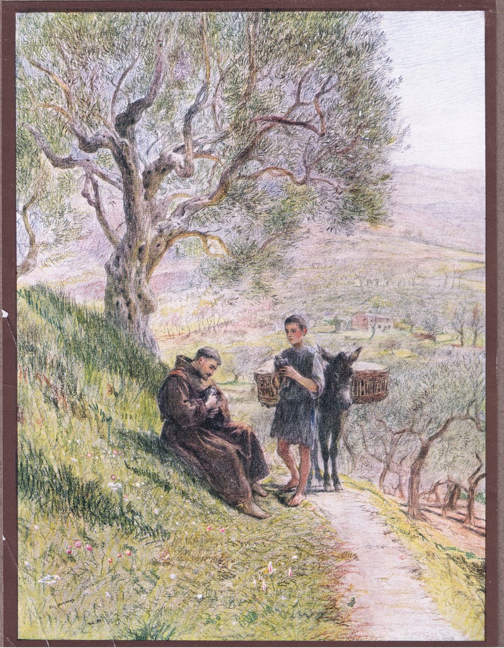 Saint François apprivoise les colombes sauvages - Eugene Burnand