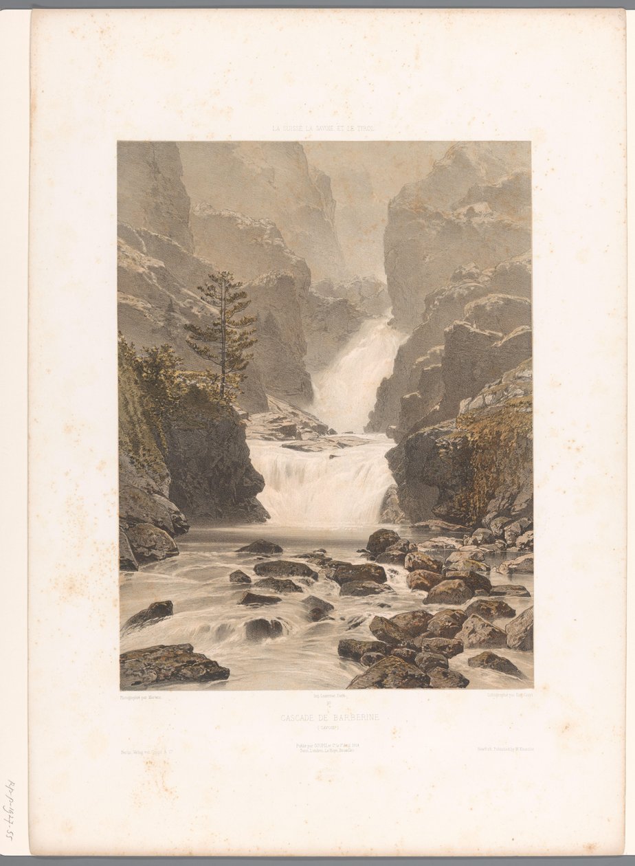 Vue de la cascade de Barberine près de Vallorcine (La Suisse, la Savoie et le Tyrol) - Eugene Ciceri