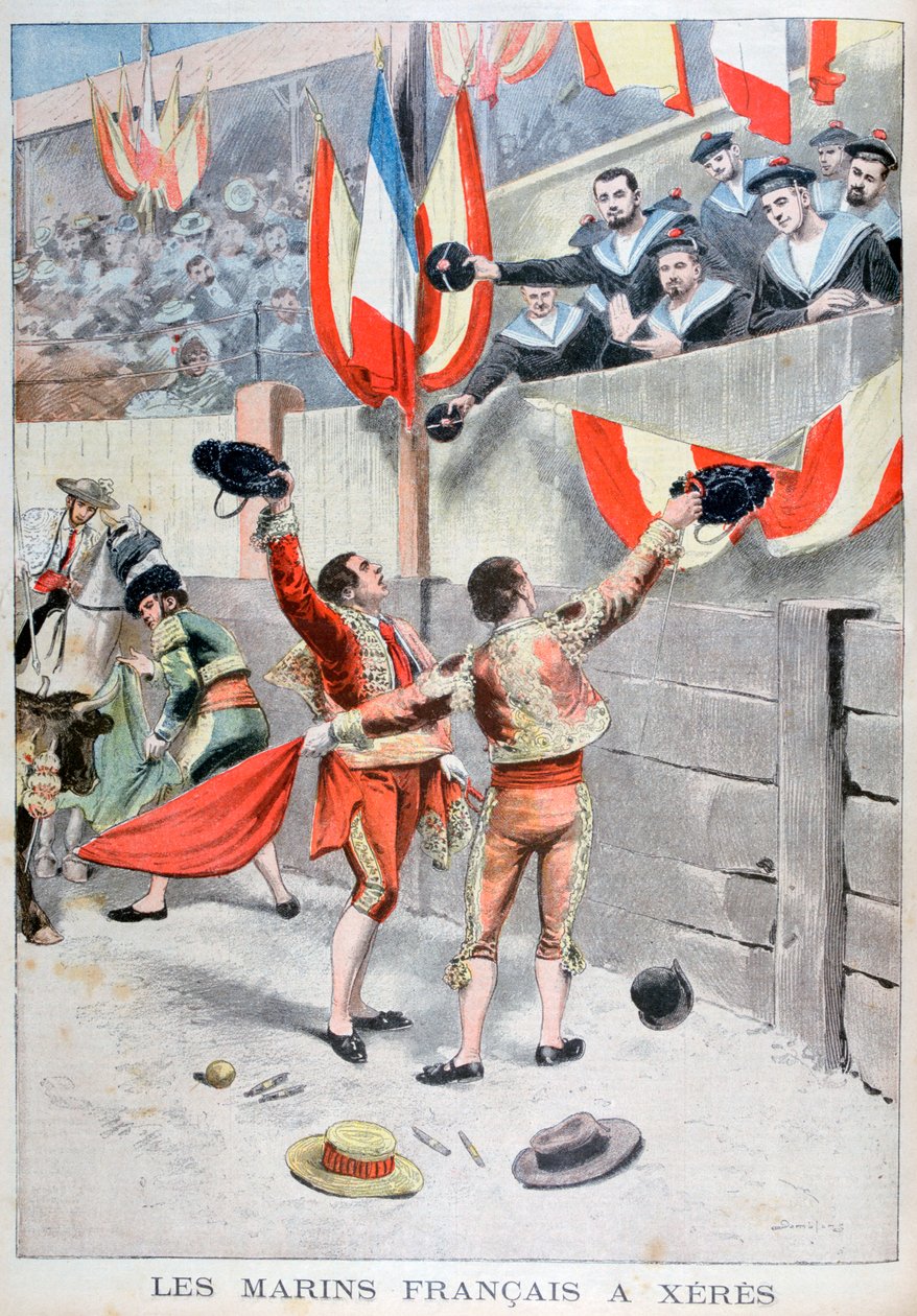 Marins français regardant une corrida, Xeres, Espagne - Eugene Damblans