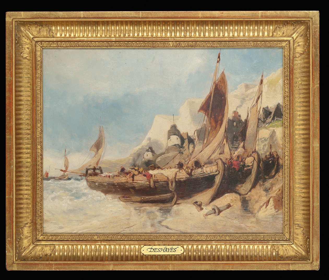 Bateaux de pêche sur la plage, Bretagne - Eugene Deshayes