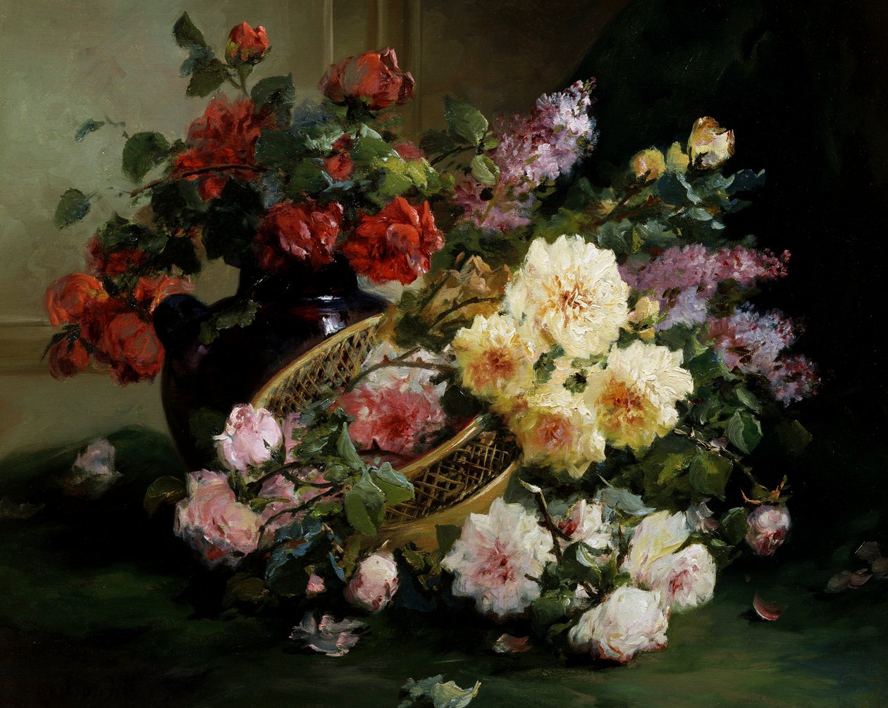 Les fleurs romantiques. Peinture de Eugene Henri Cauchois (1850-1911) Collection privee. - Eugene Henri Cauchois