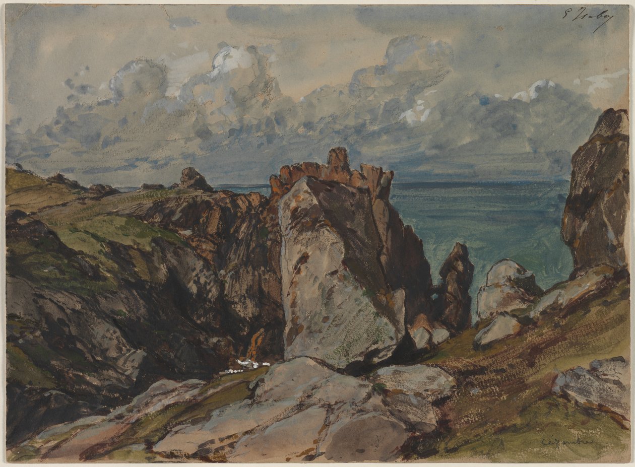 Falaises près de la mer à Cézembre, Bretagne, vers 1830 - Eugene Isabey