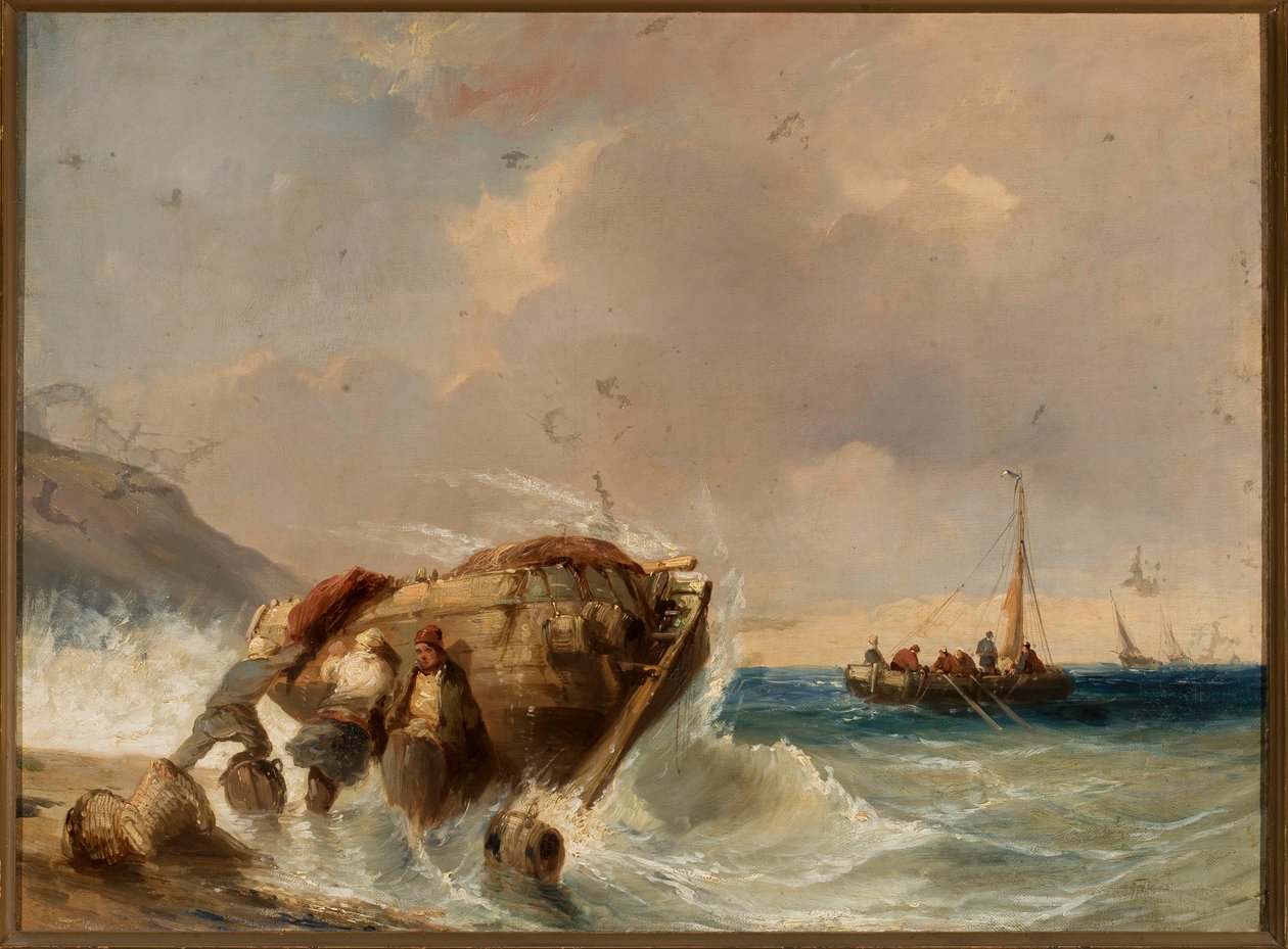 Un bateau de pêche au bord de la mer - Eugene Isabey