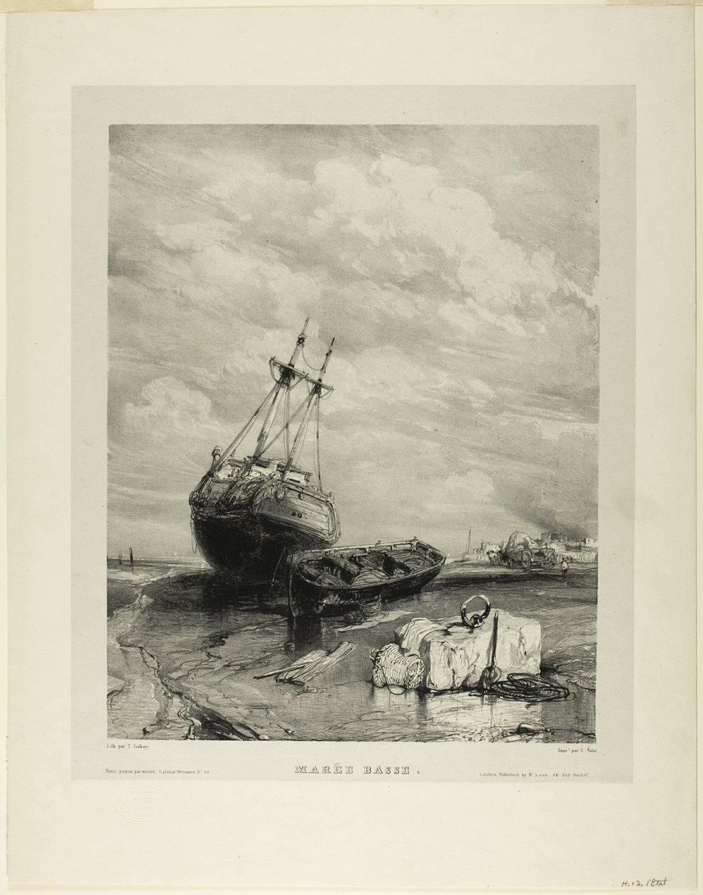 Marée basse, planche six de Six Marines - Eugene Isabey