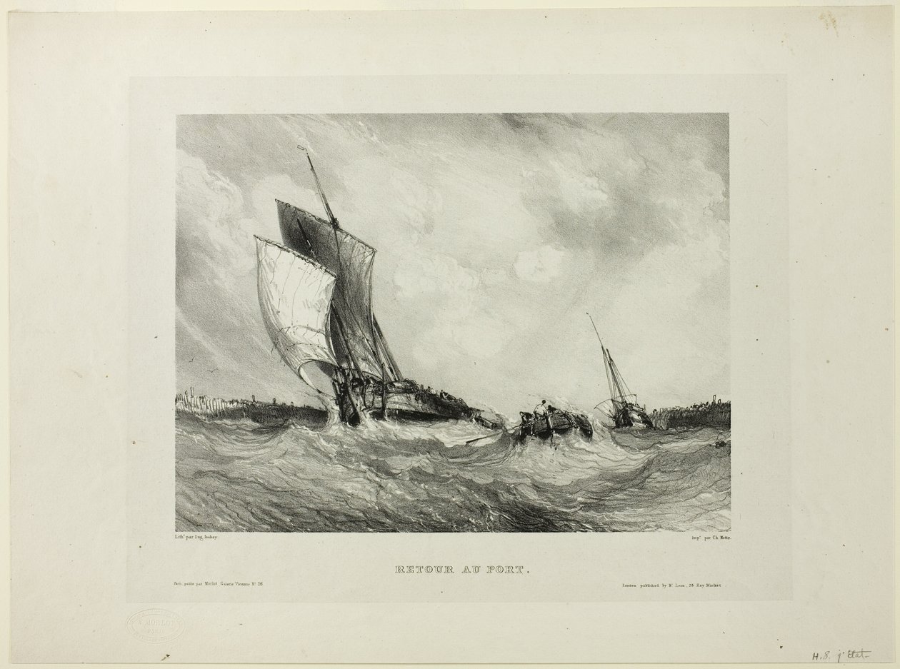 Retour au port, planche deux de Six Marines - Eugene Isabey