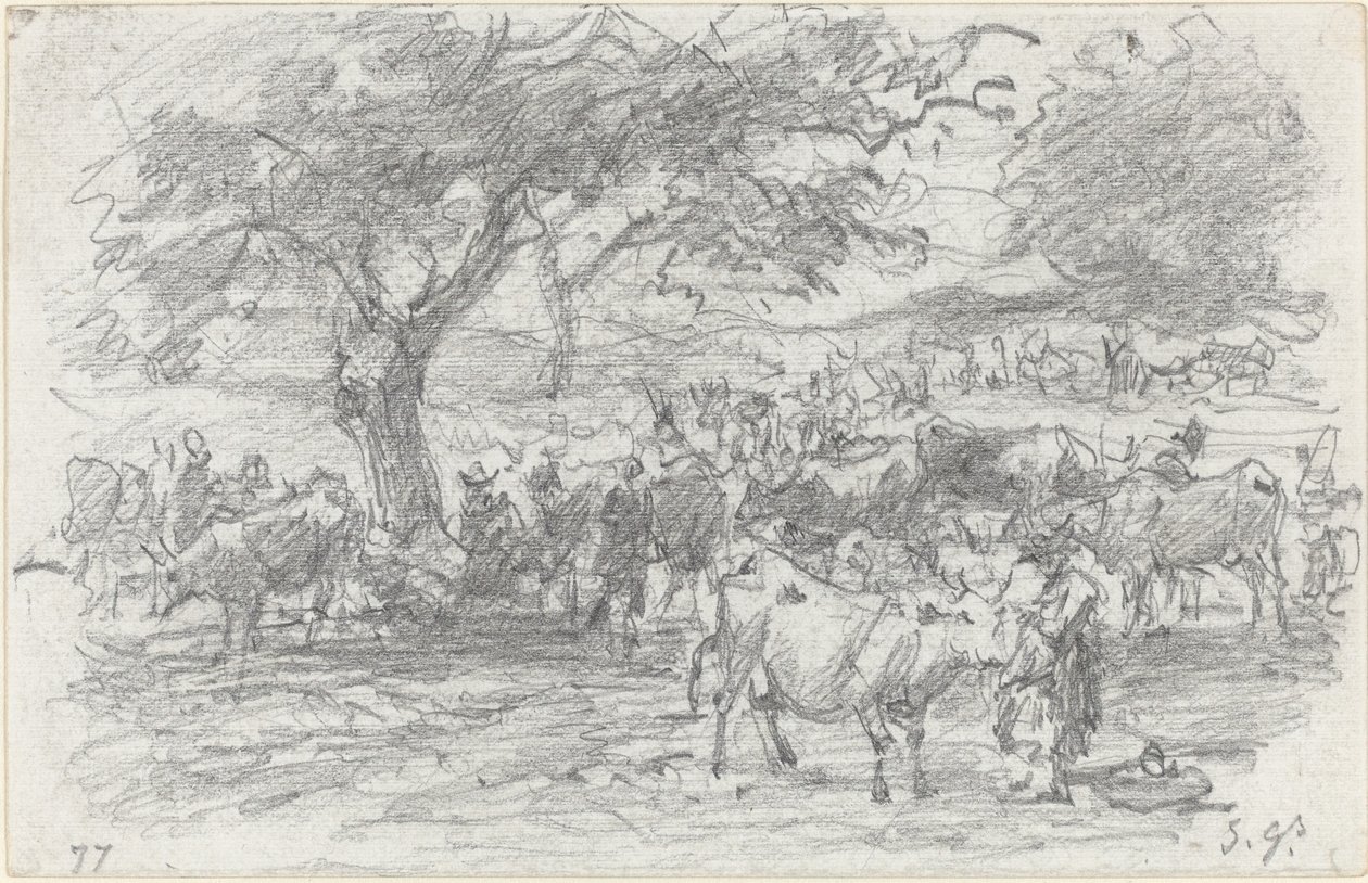 Bergers et bétail, 1877 - Eugene Louis Boudin