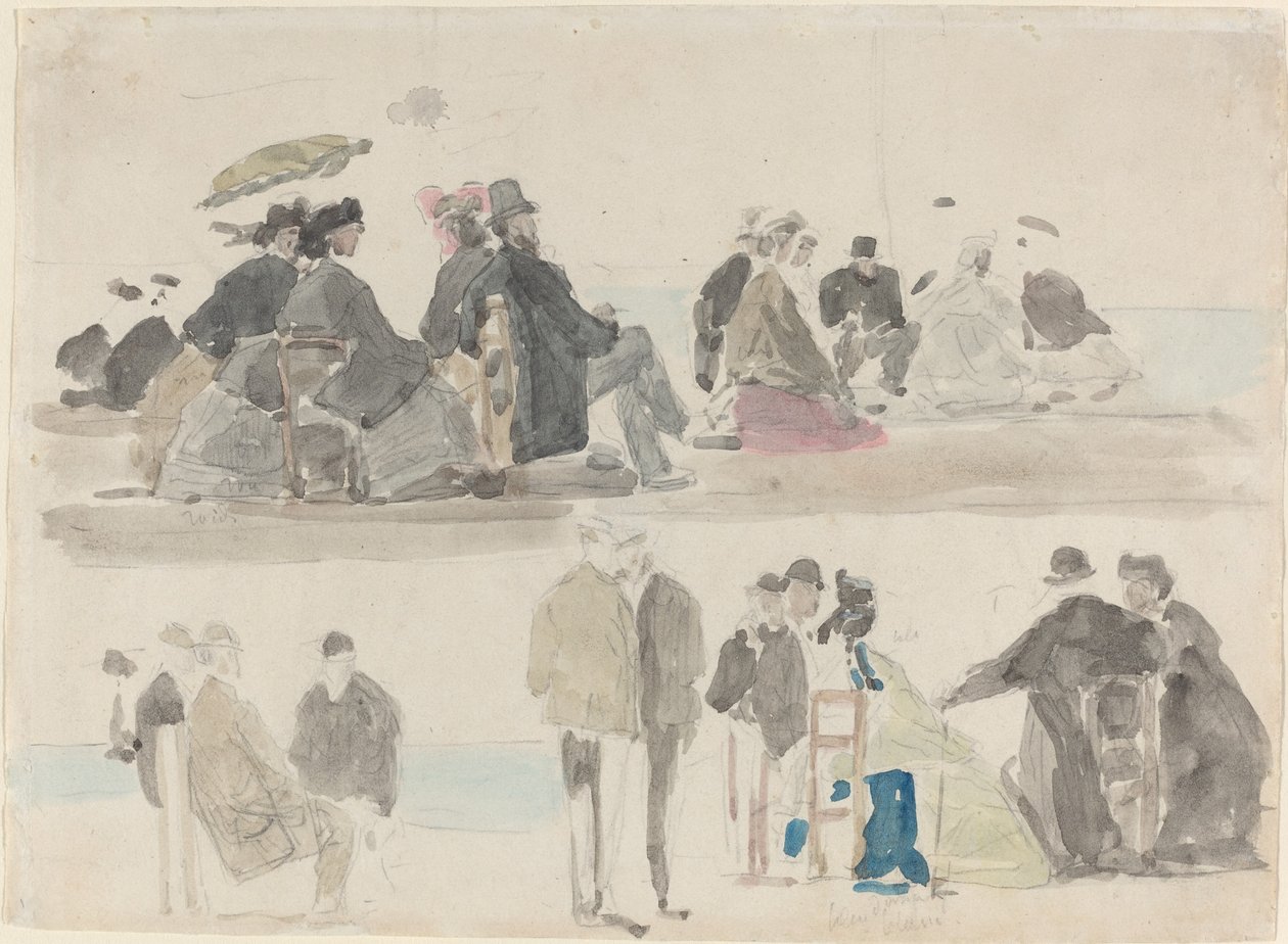 Dames et Messieurs sur la plage, en deux registres - Eugene Louis Boudin