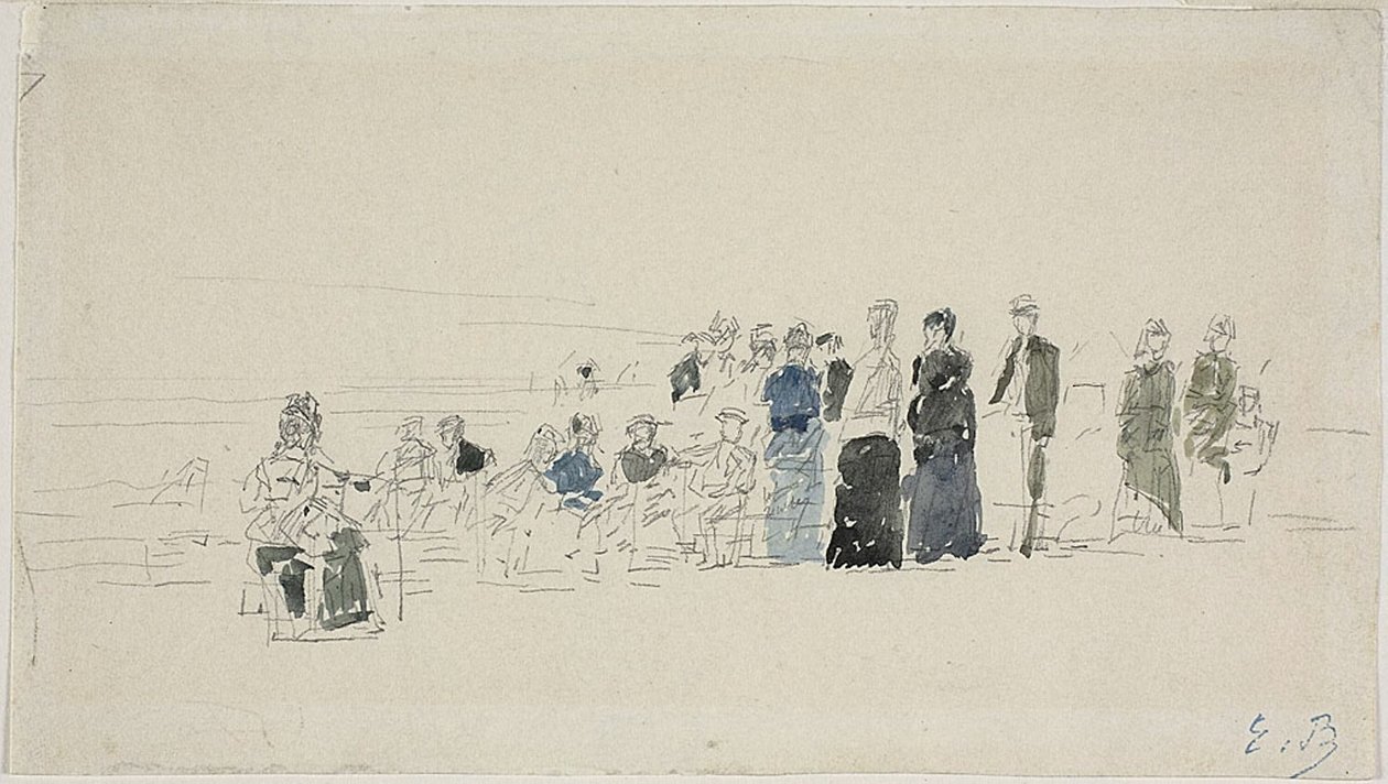 Jupons sur la plage (recto); Femmes bretonnes sur la plage (verso) - Eugene Louis Boudin