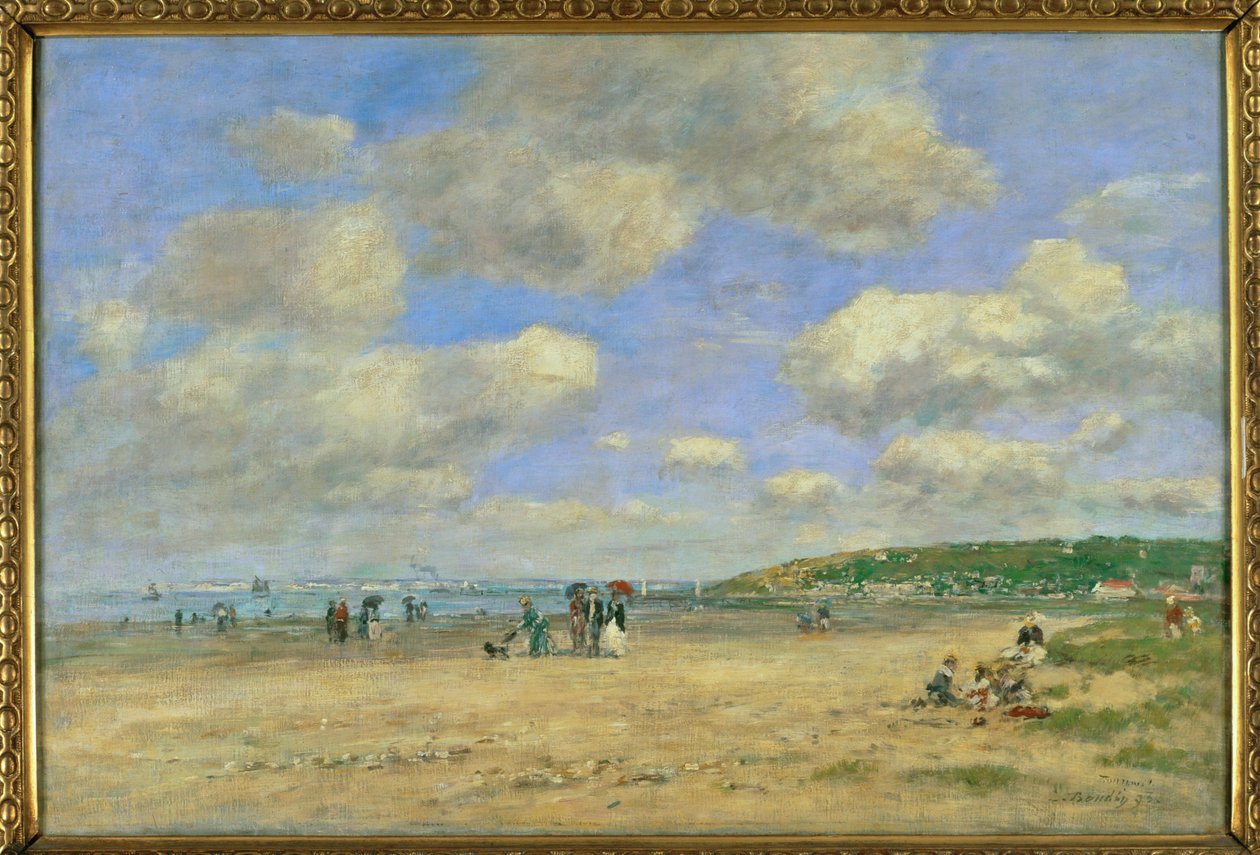 La plage de Tourgeville-les-sablons (peinture sur toile) - Eugene Louis Boudin