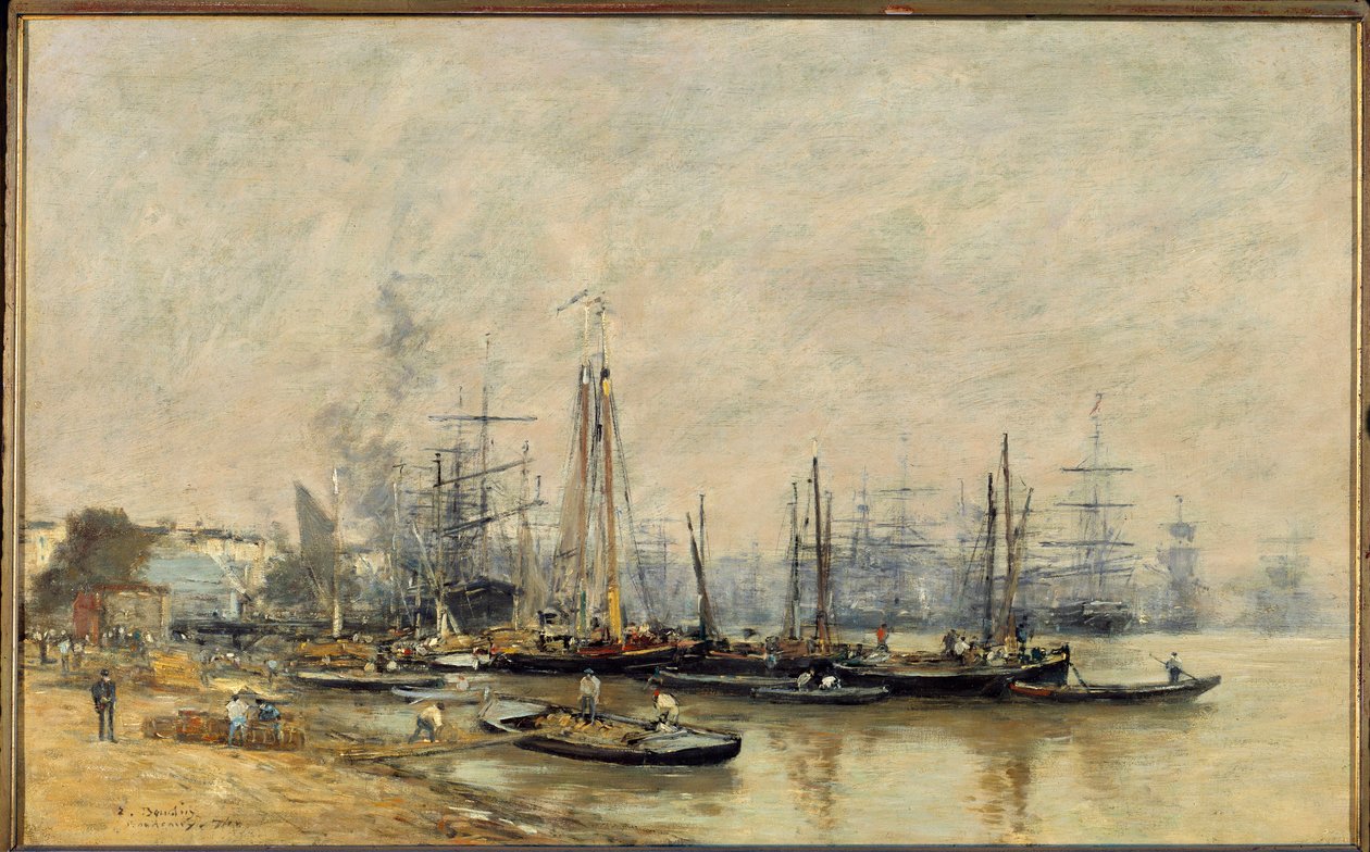 Le port de Bordeaux, navires sur la Garonne - Eugene Louis Boudin