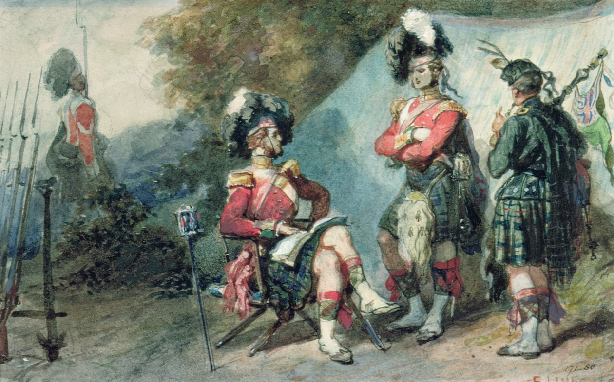 Officiers des 79e Highlanders au camp de Chobham en 1853 - Eugene Louis Lami