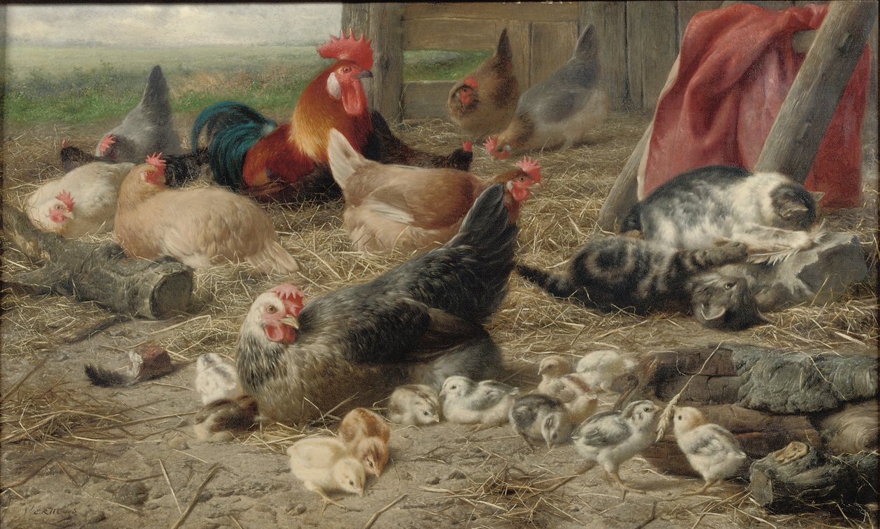 Dans la Cour de Ferme - Eugene Remy Maes