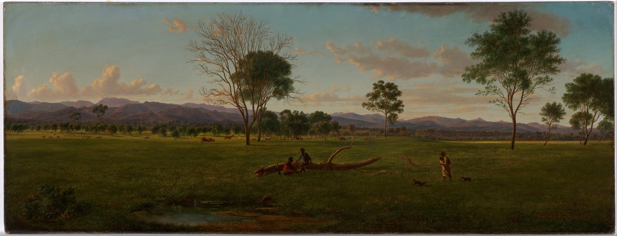 Vue des Alpes du Gippsland, depuis Bushy Park sur la rivière Avon - Eugene von Guérard