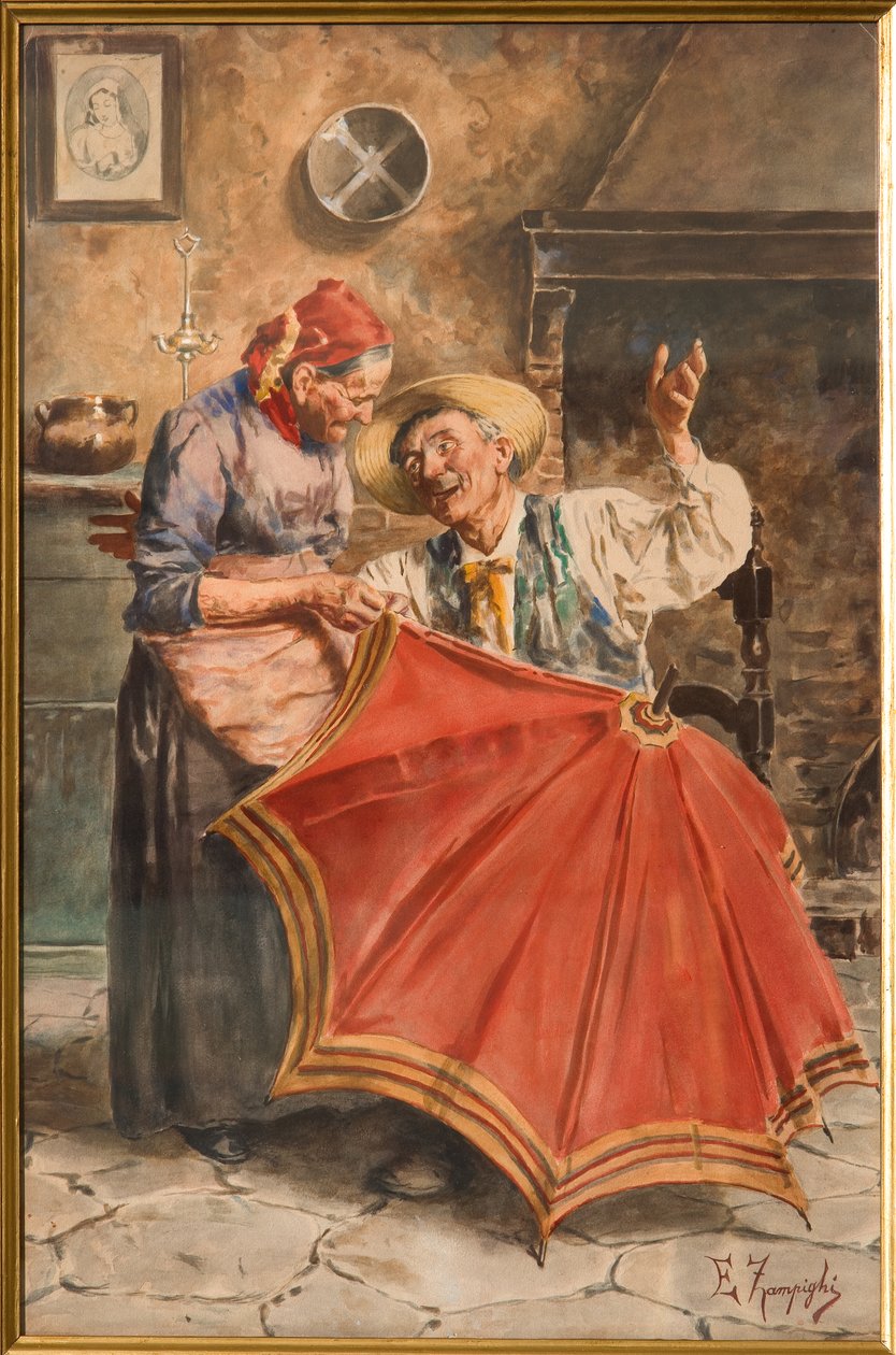 Intérieur avec deux personnes - Eugenio Zampighi
