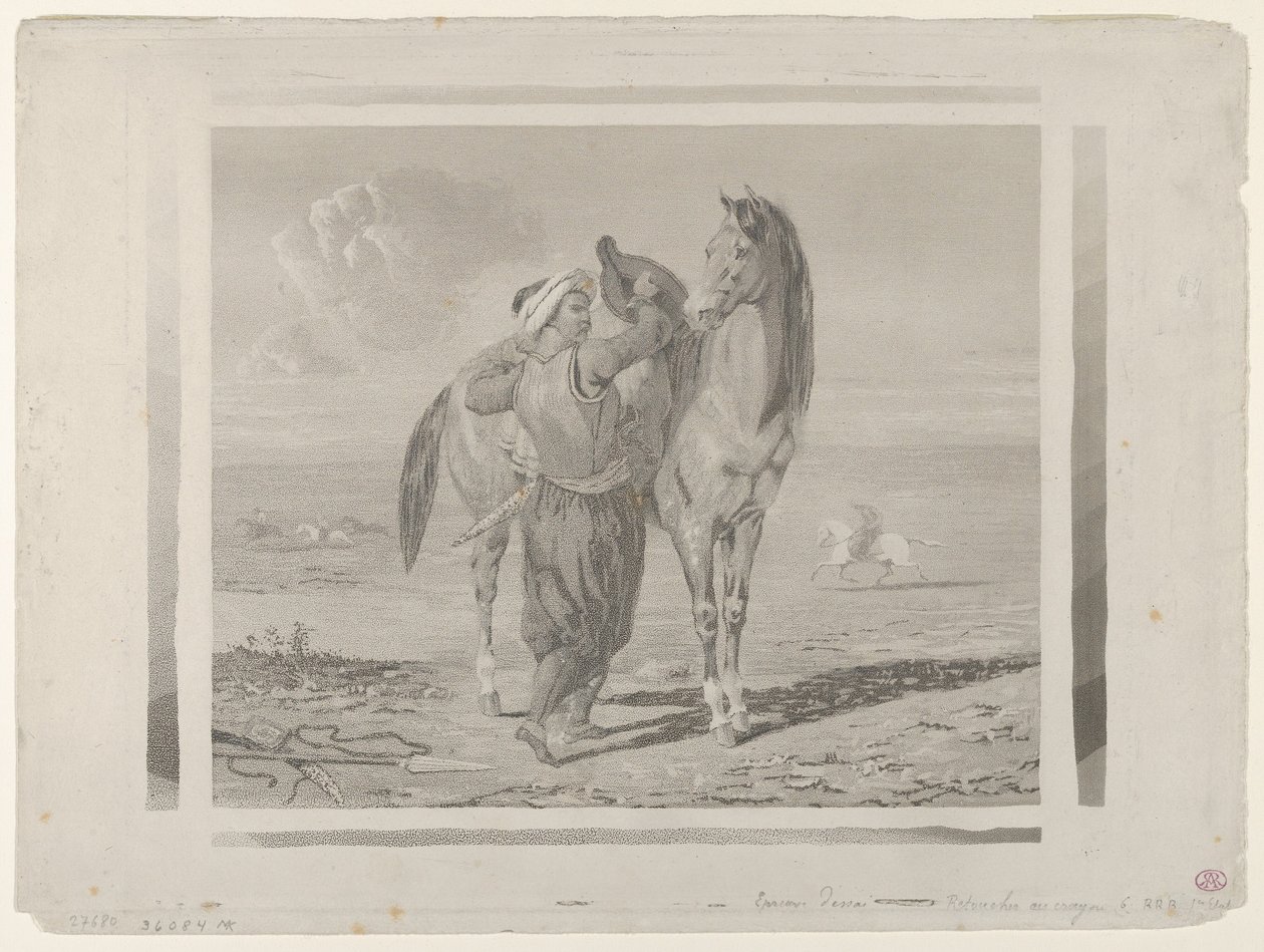 Un Turc sellant son cheval, 1824 - Eugène Delacroix