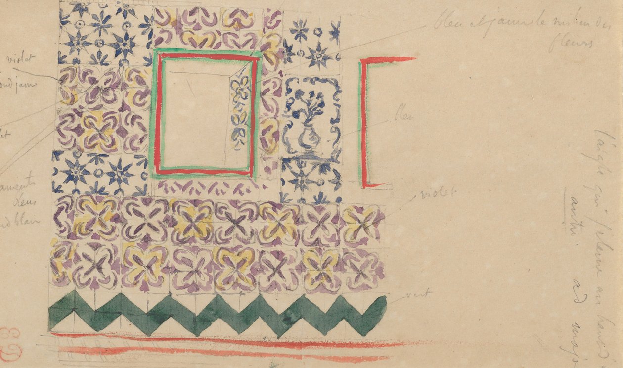 Un mur décoré de carreaux espagnols - Eugène Delacroix
