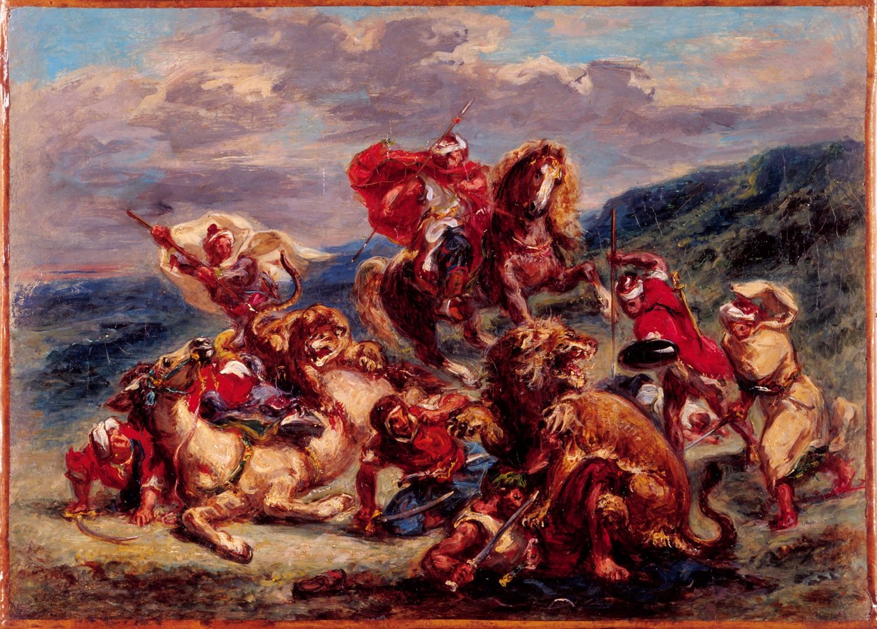 French: Chasse au lion - Eugène Delacroix