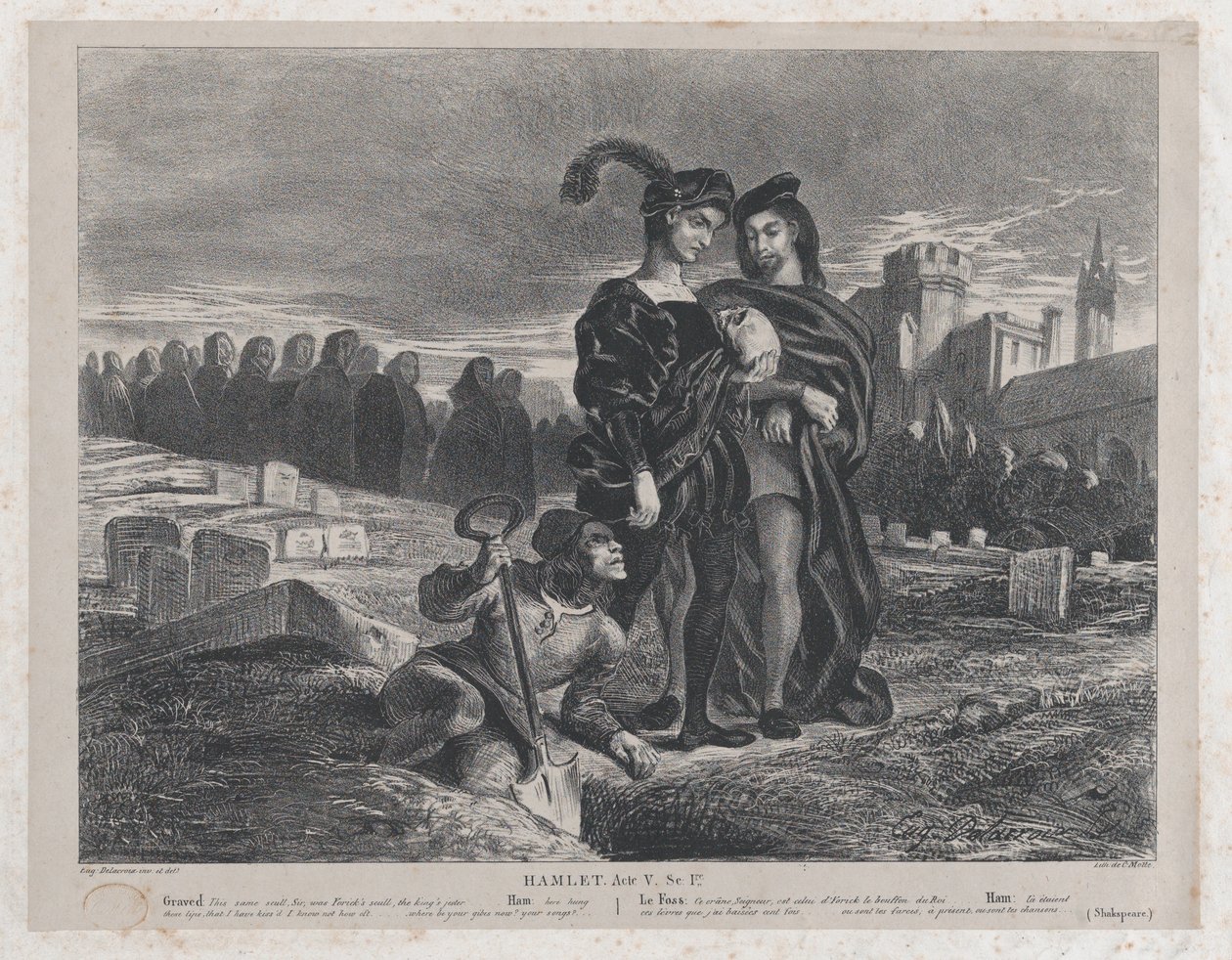 Hamlet contemplant le crâne de Yorick - Eugène Delacroix