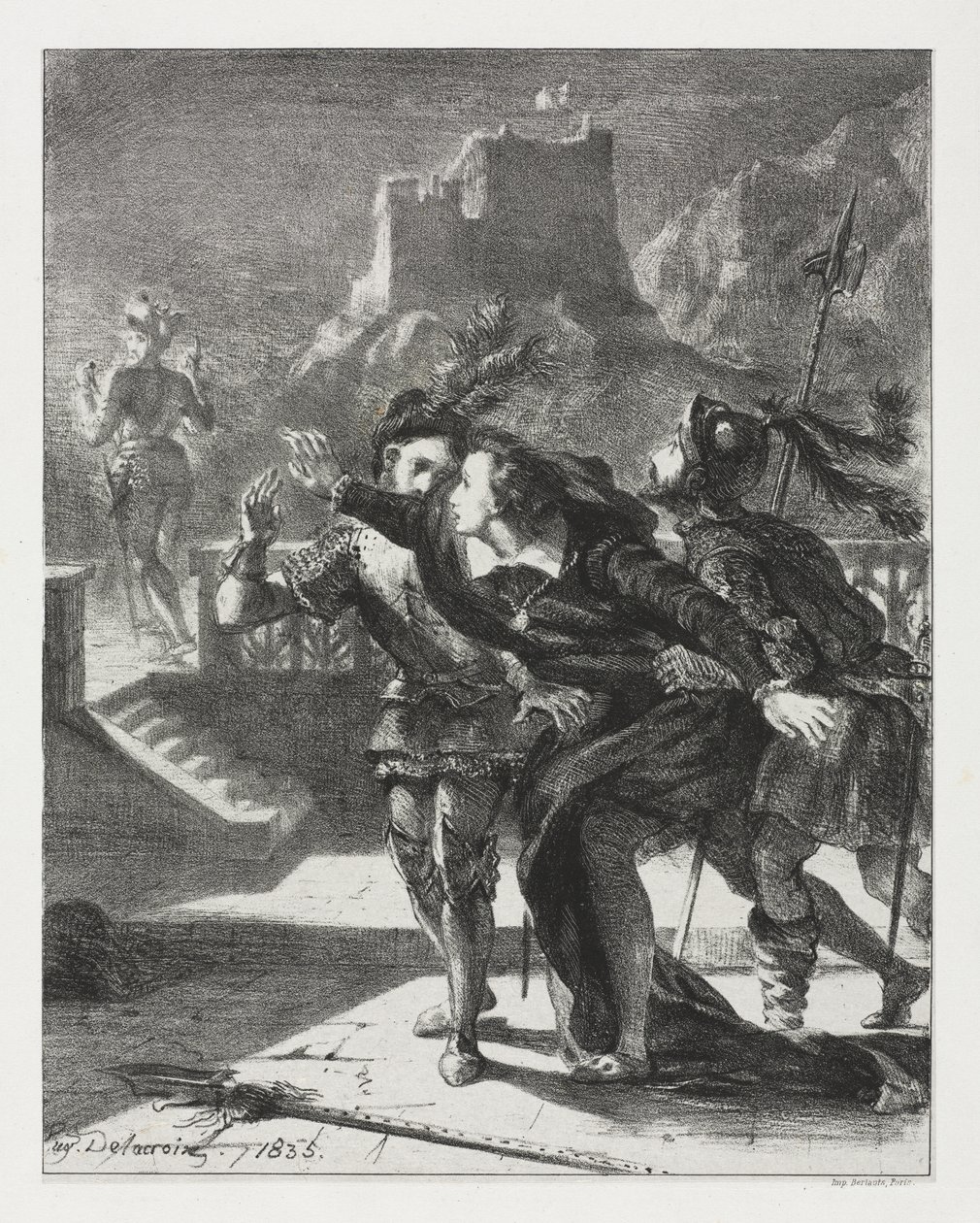Hamlet : Hamlet se précipite pour suivre le fantôme de son père - Eugène Delacroix